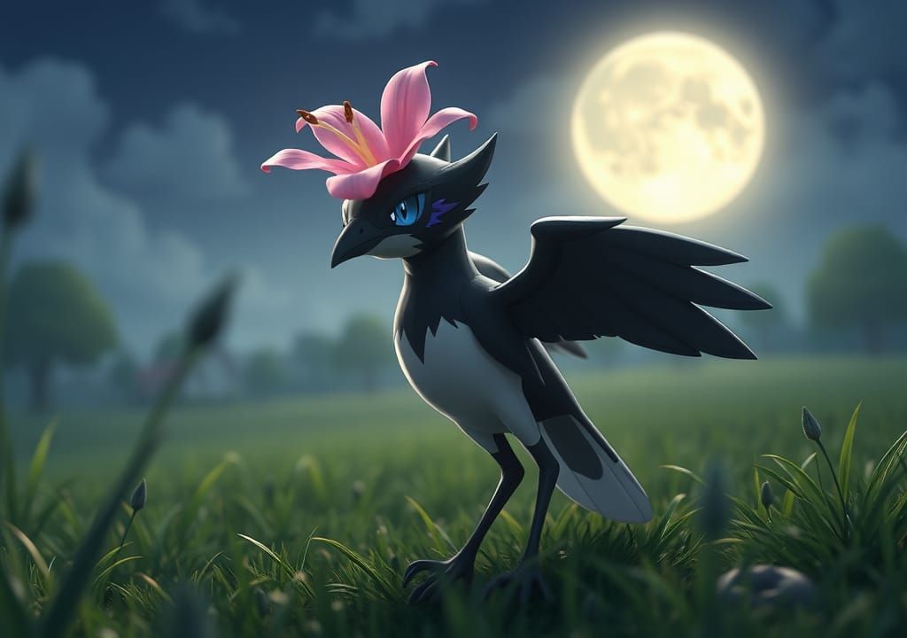 Wingless Nightjar Fakemon with Lily, 3D Render