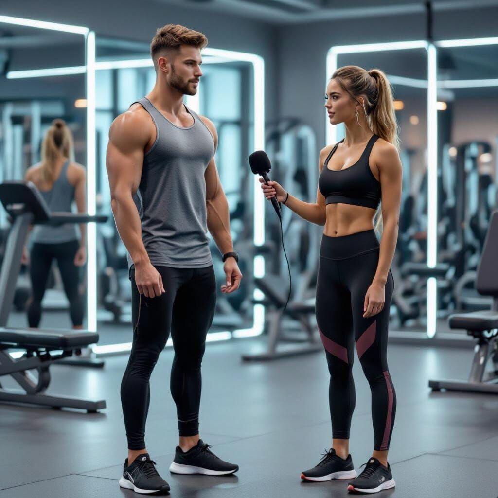 Fitness Influencer Interview in Ash Thorp Style