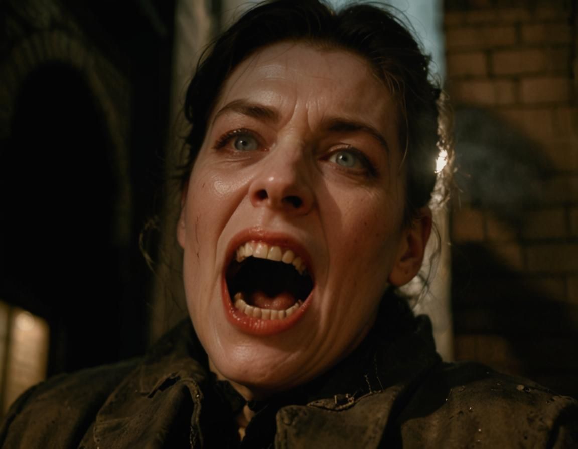 Snarling Vampire Portrait in Dark Academia Style