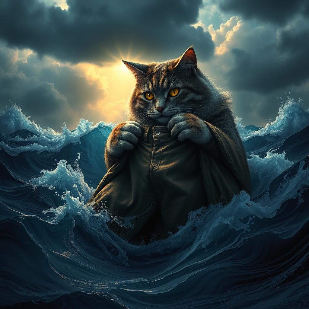 Colossal Cat Emerges from Ocean Depths