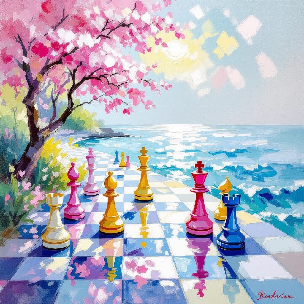 Chess Set in Impressionist Rococo Style
