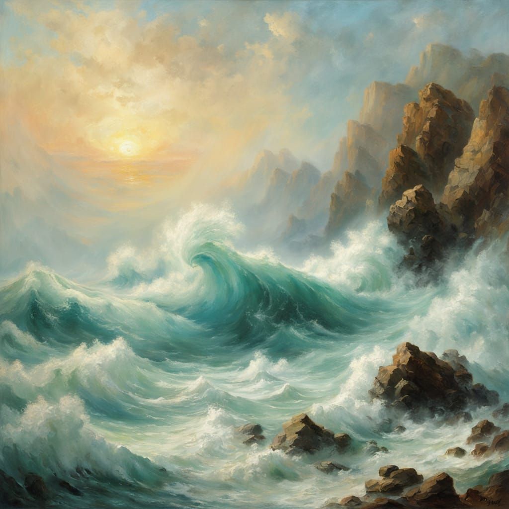 Turquoise Waves Crash Against Weathered Coast in Dramatic Im...