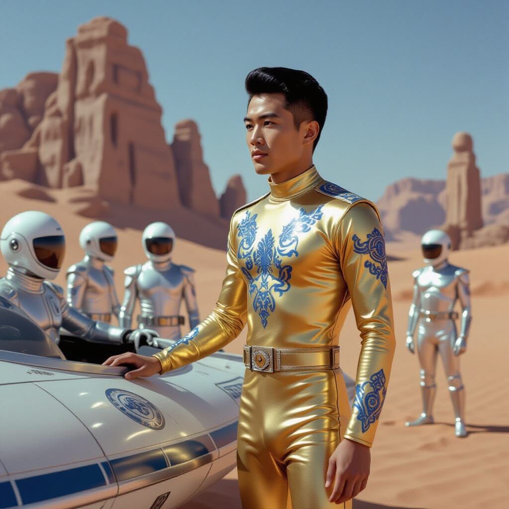 Vintage Sci-Fi: Asian Captain Explores Desert Planet