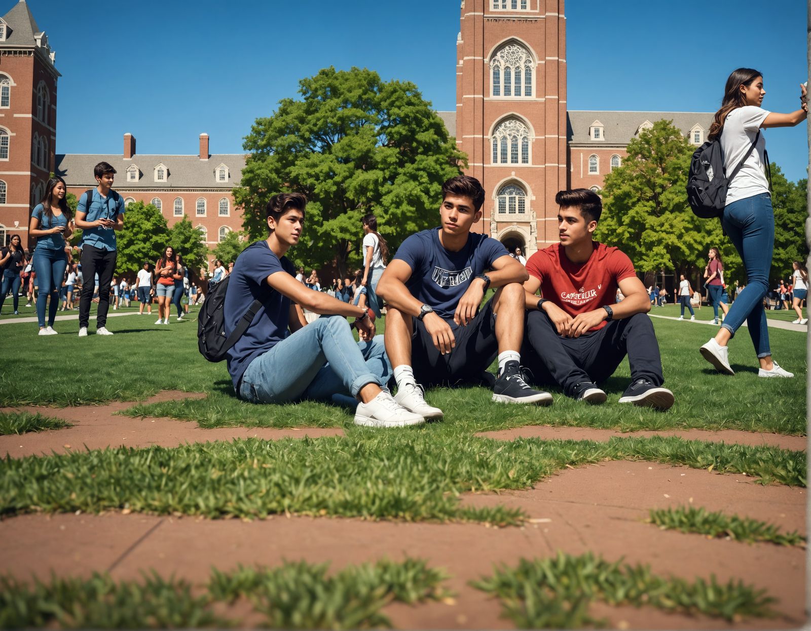 College Students Socialize on Campus in Stunning Hyperrealis...