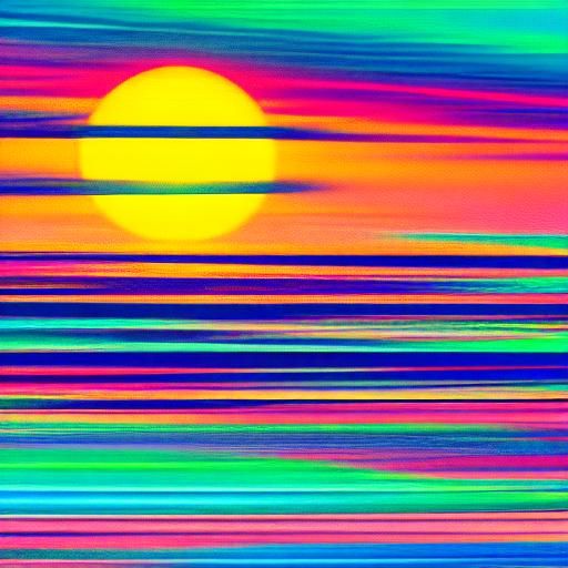 Vaporwave Sunset with Neon Colors