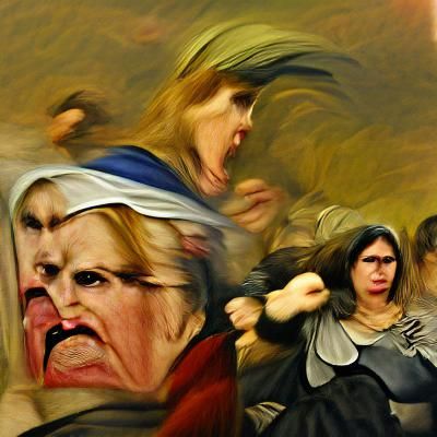 Renaissance Painting of an Angry Woman
