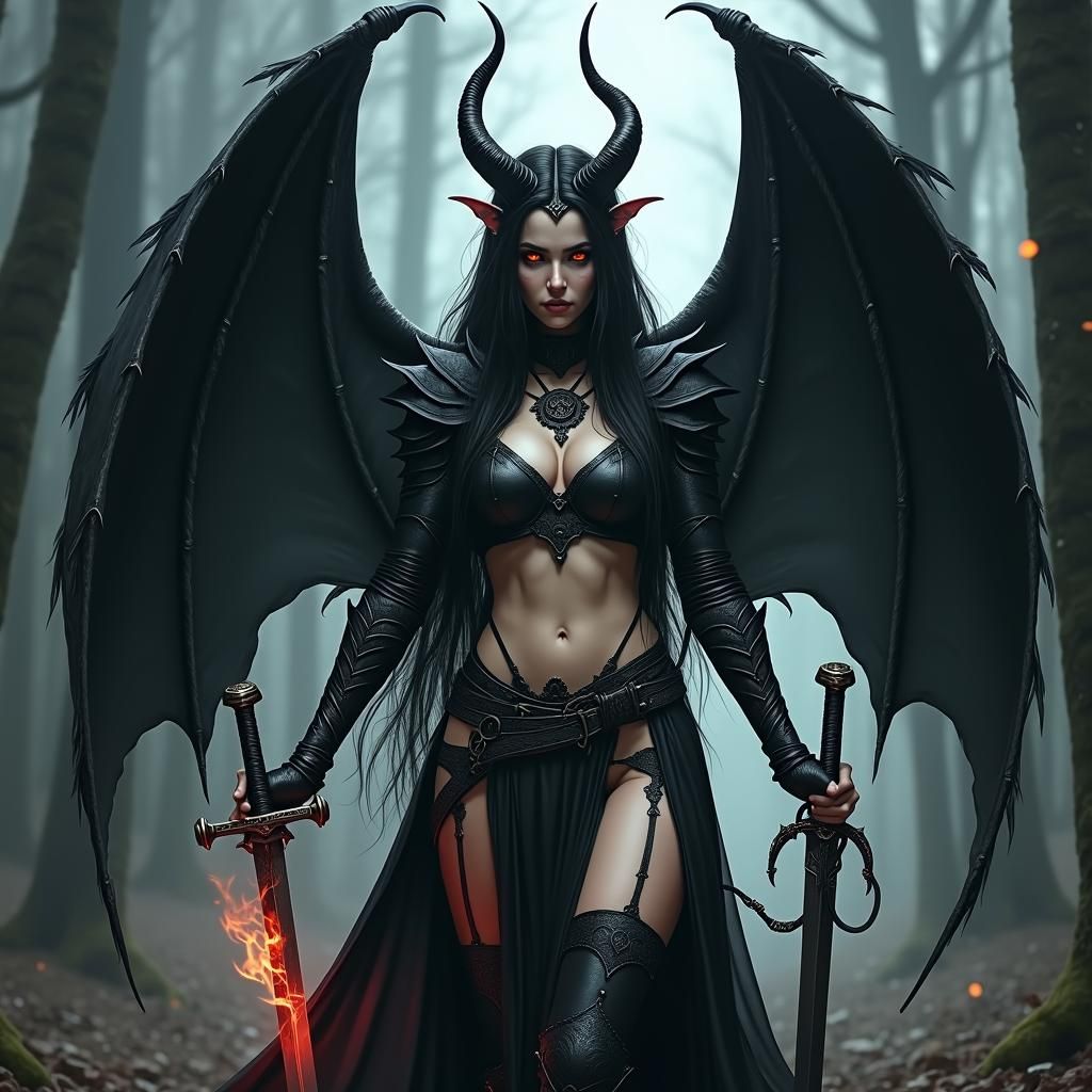 A beautiful fair skinned aasimar tiefling hybrid woman with ...