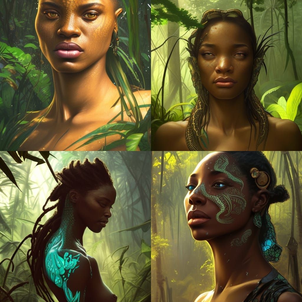 Extraterrestrial African Portrait in Hyperdetailed Splash Ar...