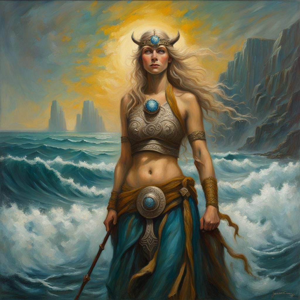Norse Goddess Rán as Oil Painting