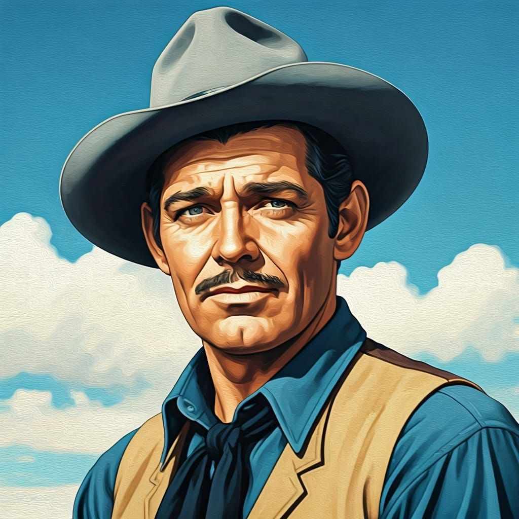 Clark Gable Portrait in Impressionistic Oil Painting