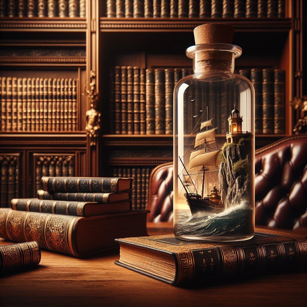 Epic Lighthouse Odyssey in a Ship in a Bottle