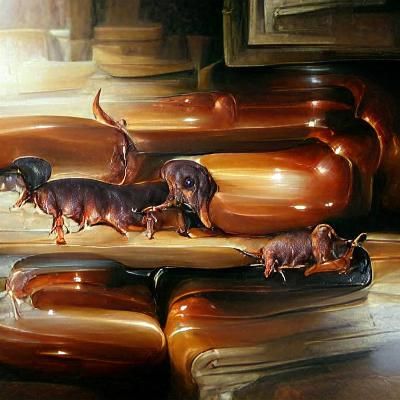 Dachshunds in Oil Painting Style