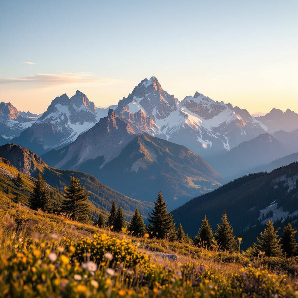 Majestic Mountain Range at Golden Hour Photography