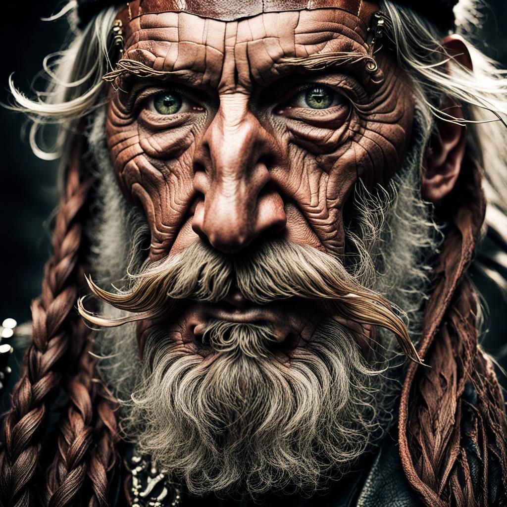 Weathered Warrior Portrait in Hyperrealistic Style