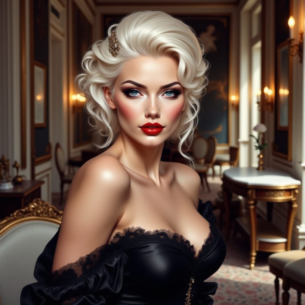 Elegant Woman in Classic Hollywood Glamour