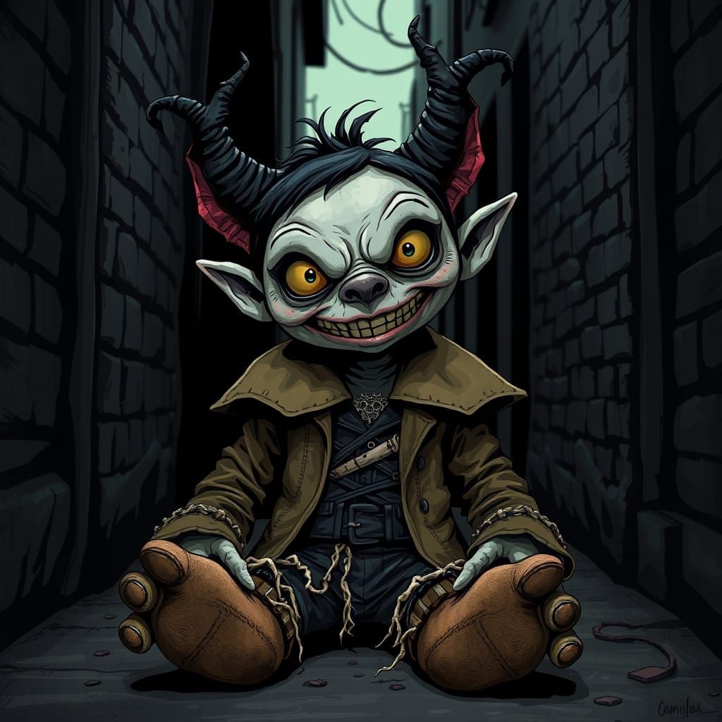 Menacing Plush Toy in Dark Fantasy Style