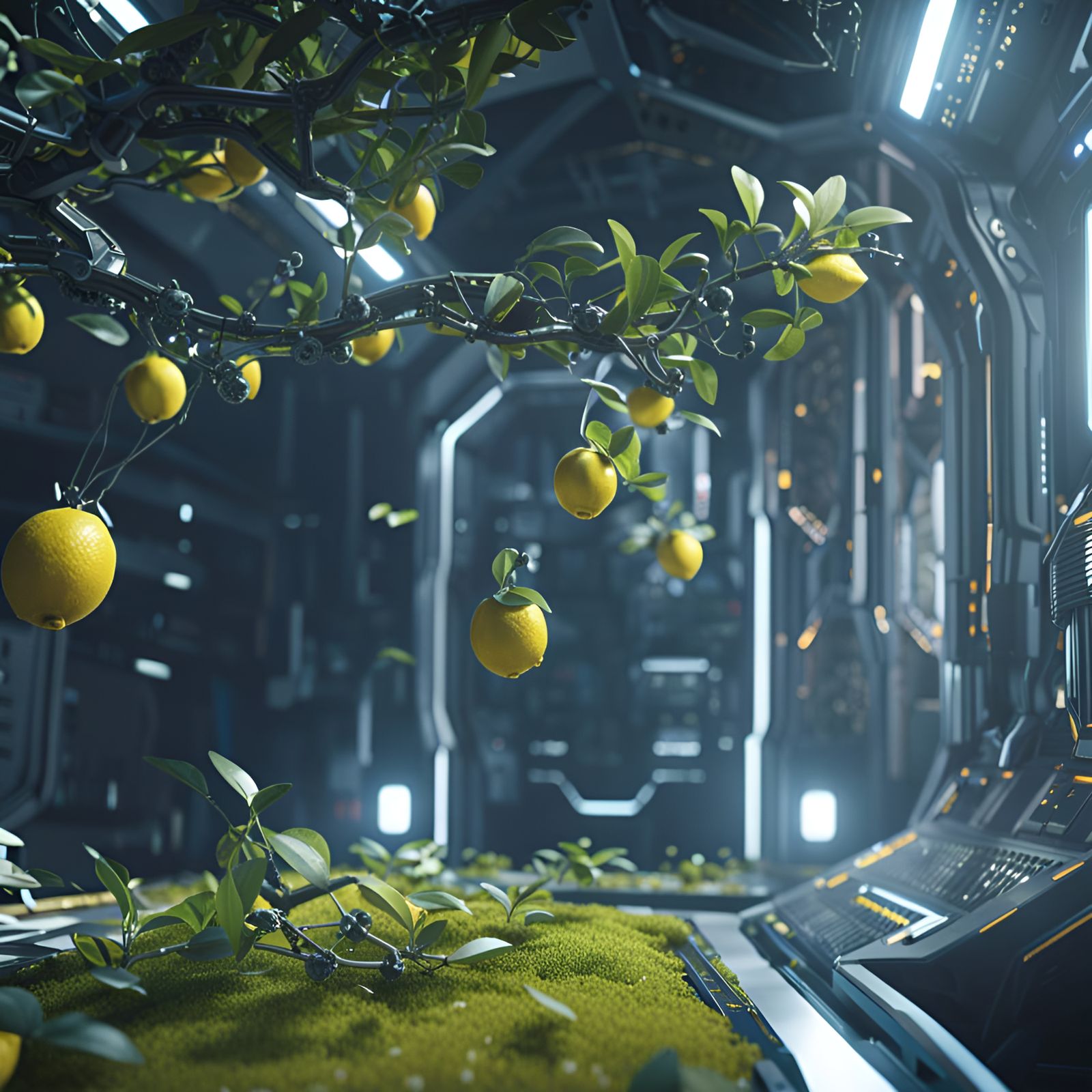 Lemon tree in a space station