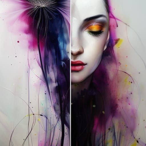 Dandelion in Watercolor Style