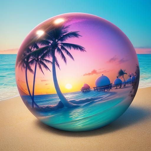 Surreal Macro Beach Scene Inside Seashell