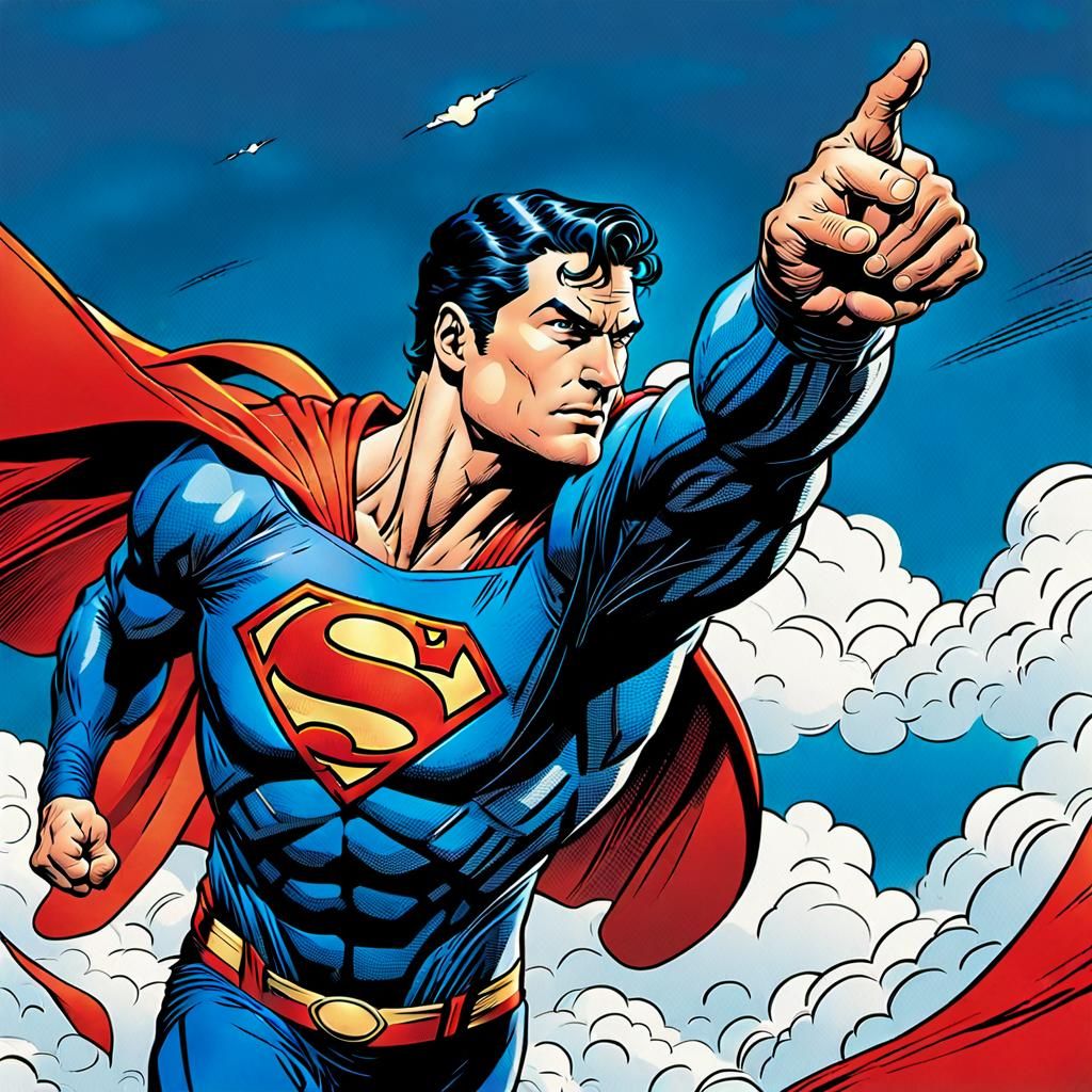 Superman Soars in Comic Book Pop Art Style