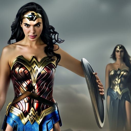 Wonder Woman in Gothic City: Detailed Matte Painting