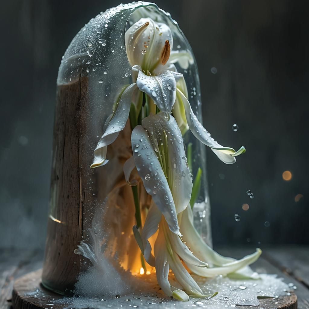 Delicate White Lilies Still Life in Impressionist Style