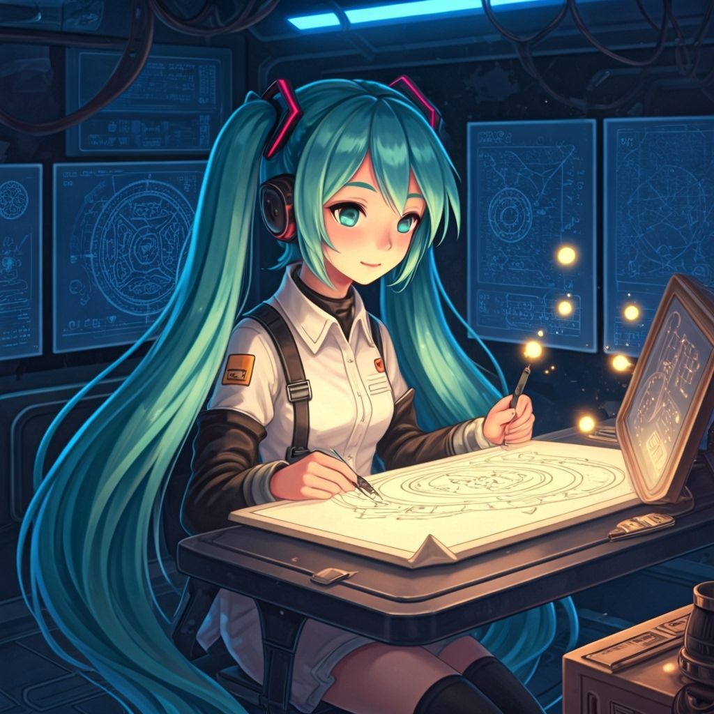 Hatsune Miku Designs Magic Circles in Zero Gravity