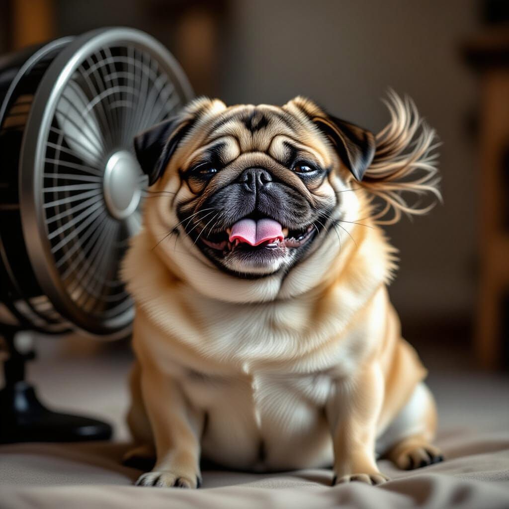 Delightful Pug's Tongue Flapping in the Wind