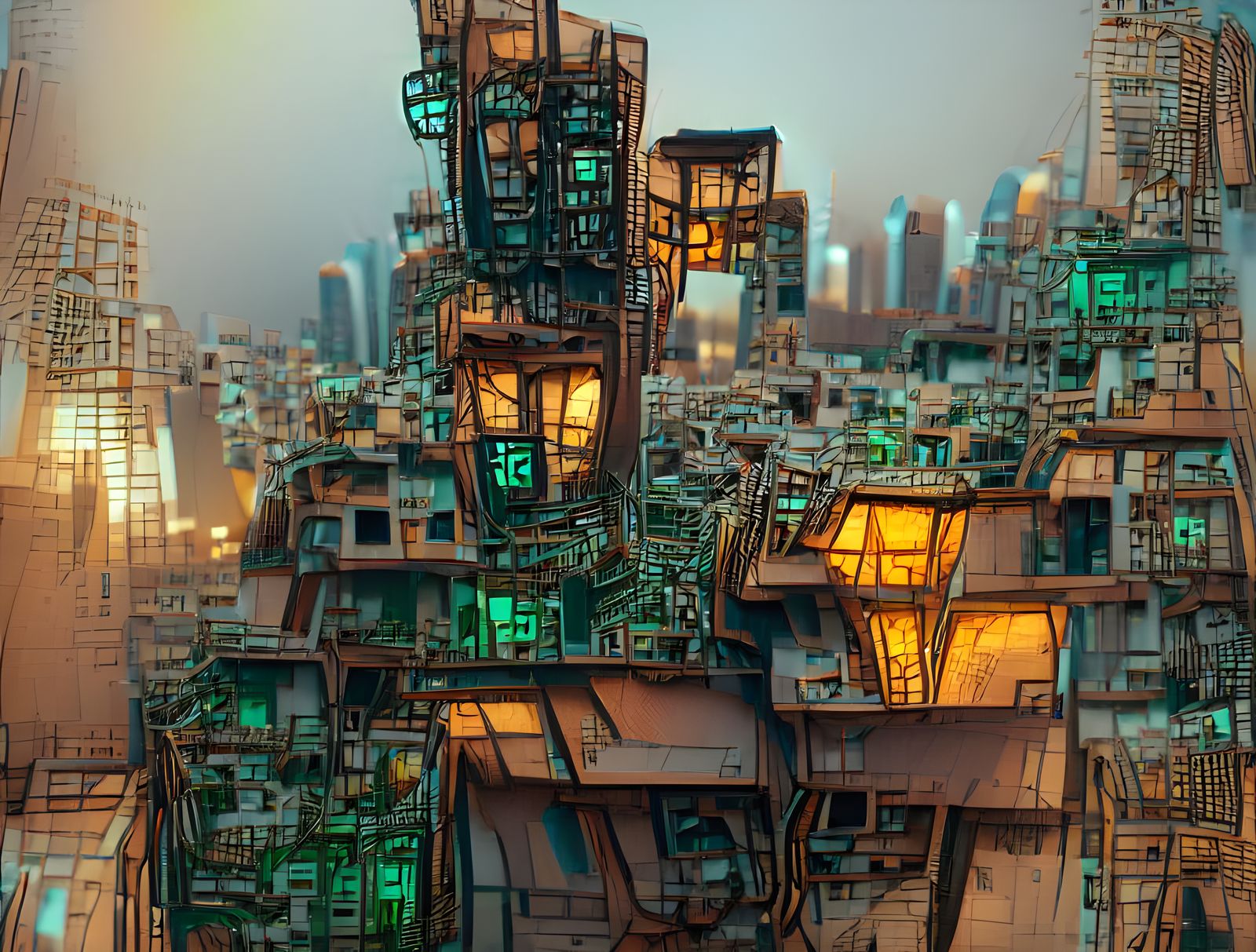 Futuristic Alien Slums in Cyberpunk Style