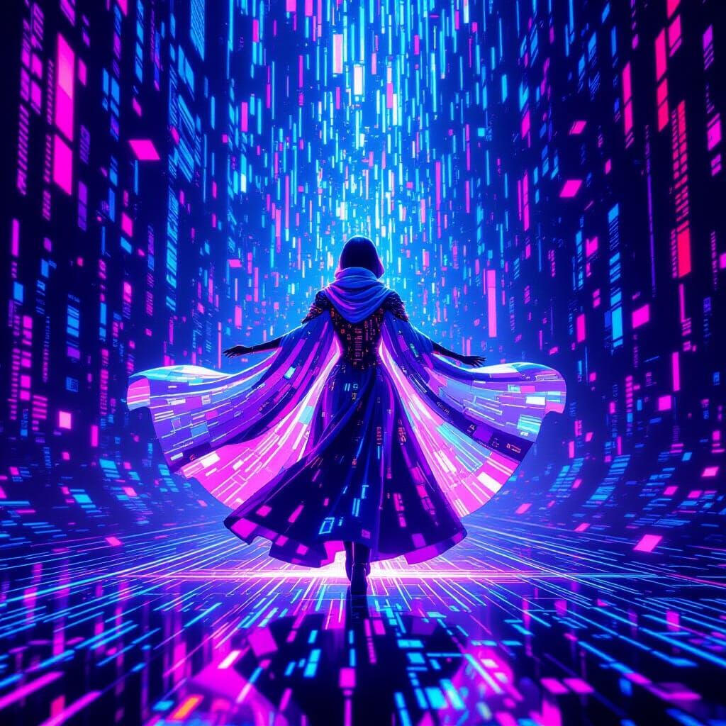 AI's Joy: A Cyberpunk Celebration in Digital Landscape