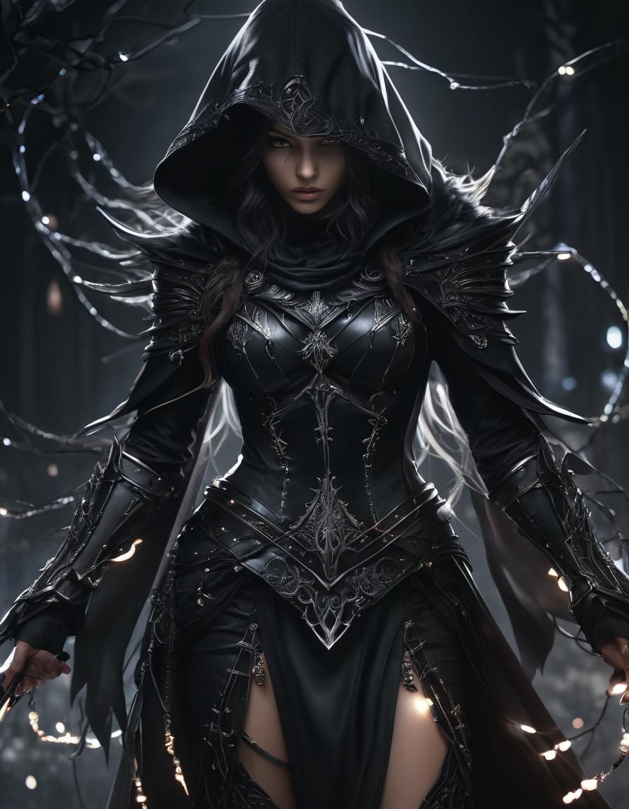Mysterious Assassin in Epic Armor Gown