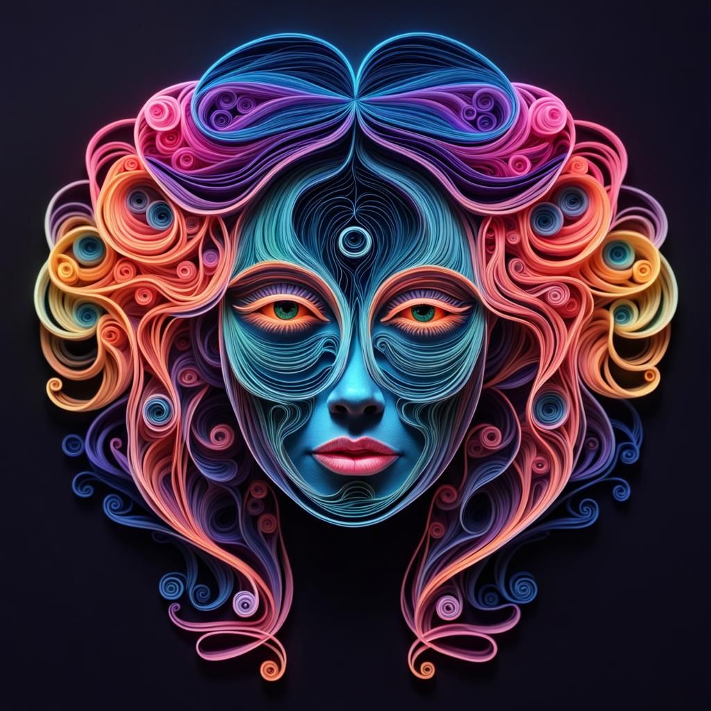 Glowing Galaxy Hair Face with Quilling Details