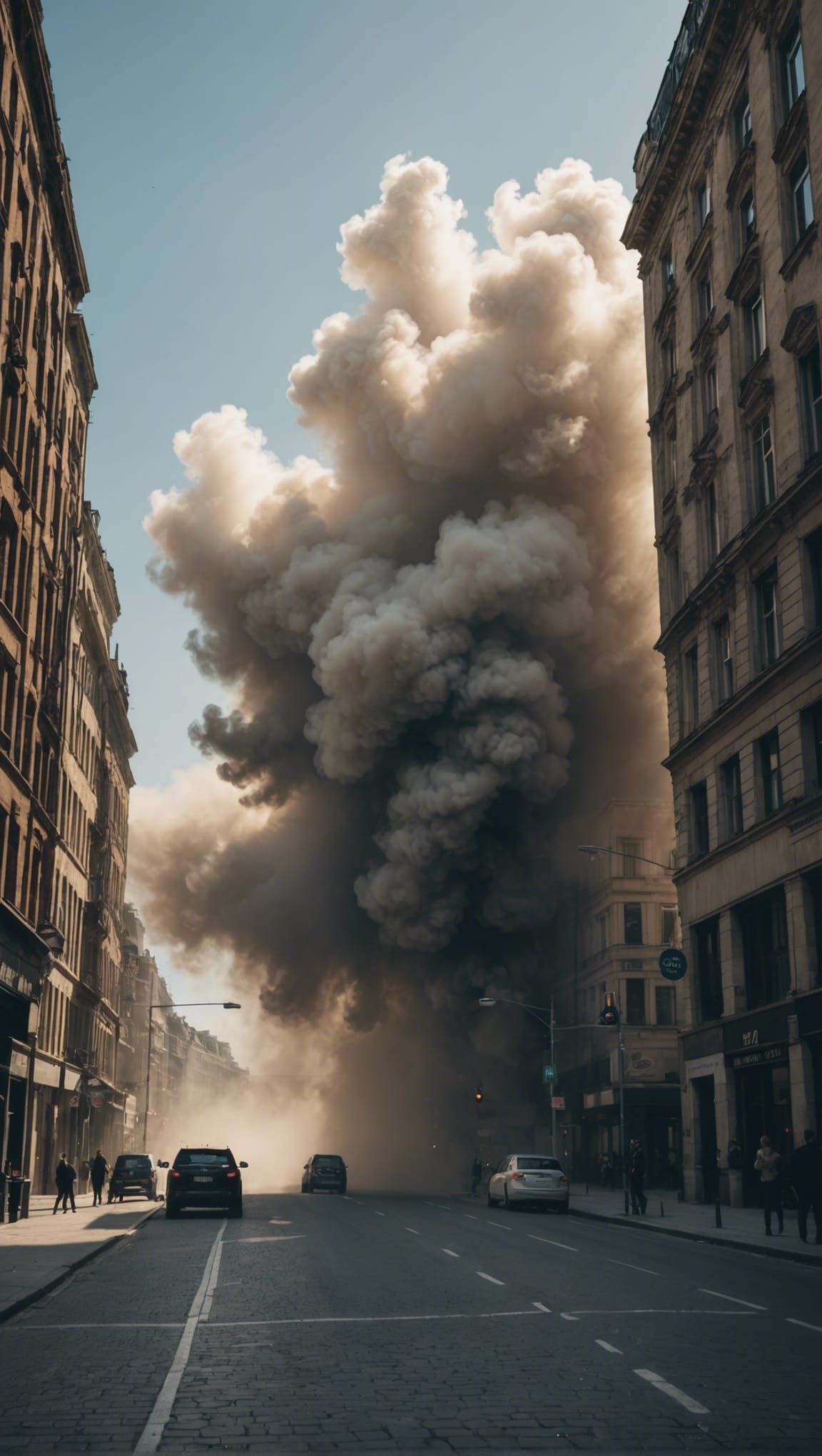 Menacing Dust Cloud Over City Street