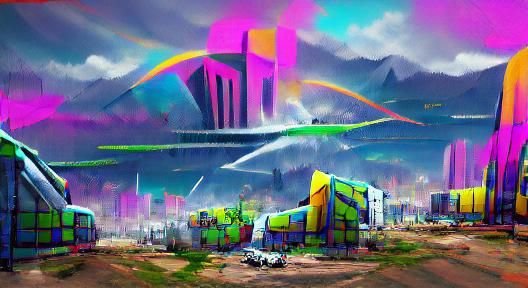 Neo-Peoria Rainbow Wars: Fauvist Geometric Abstract