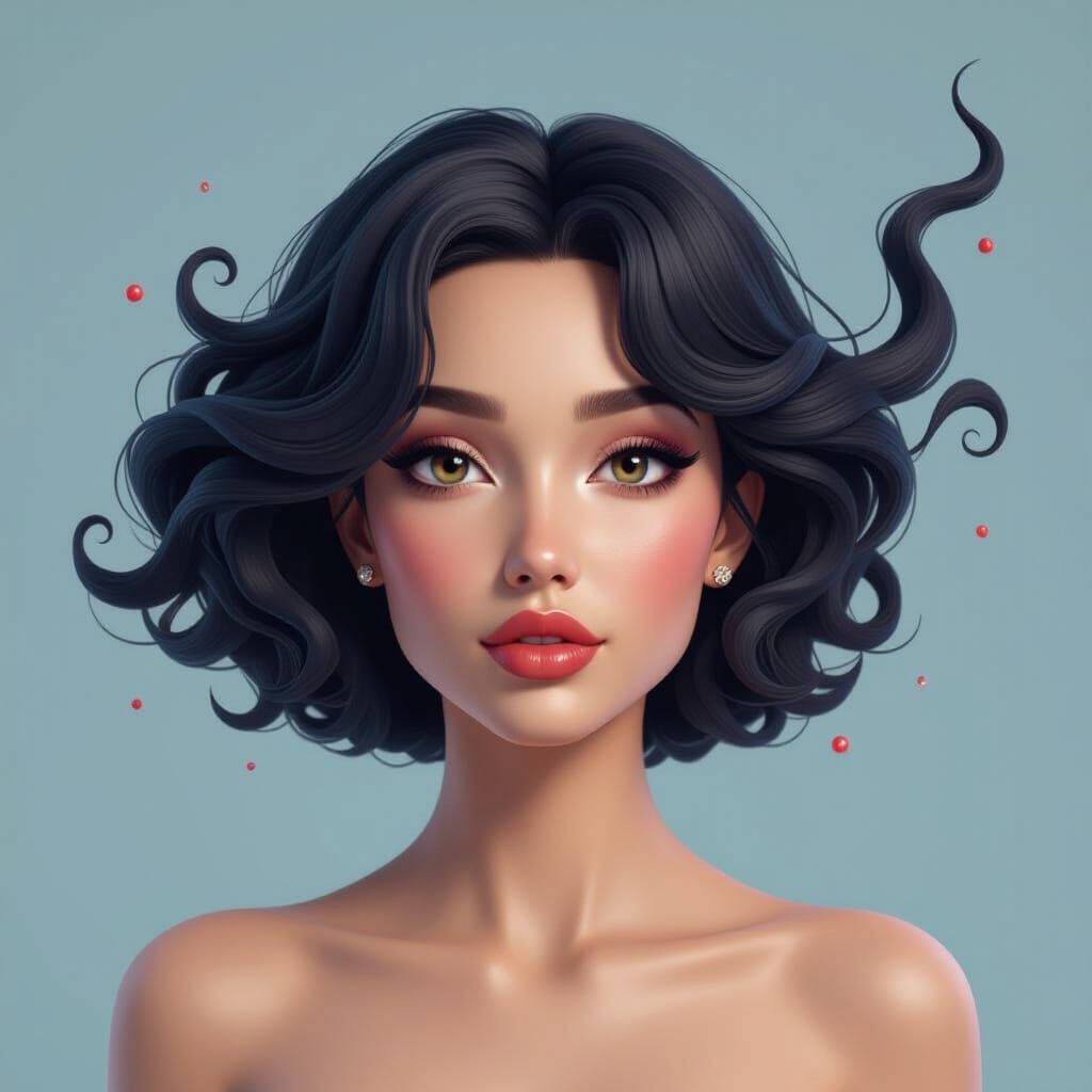 Glamorous Melting Woman's Head: Surreal 3D Digital Art