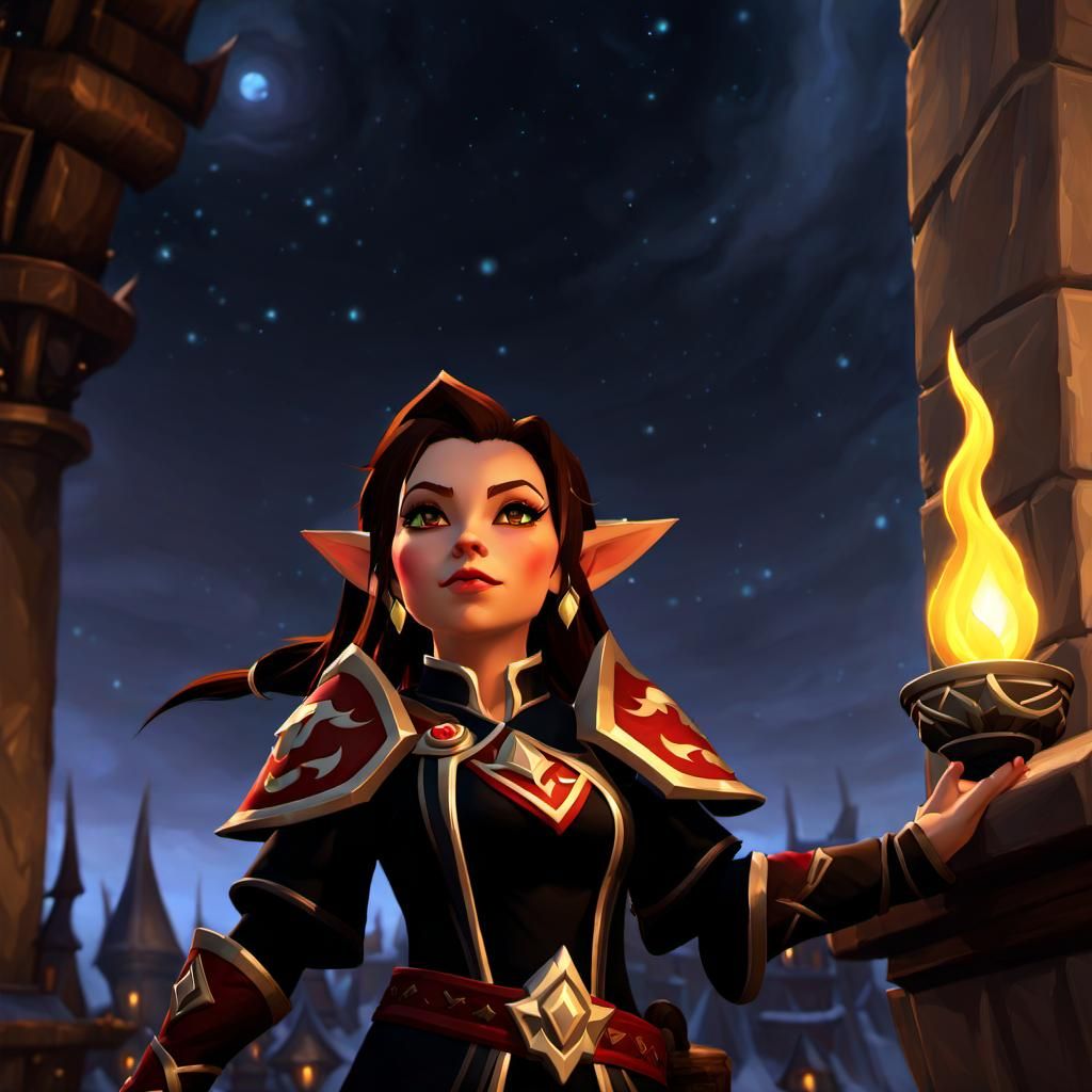 Halfling Warlock Woman in World of Warcraft Style