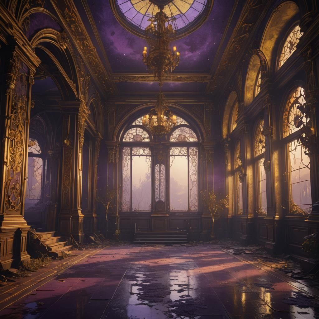 Abandoned Mansion Interior in Art Nouveau Style