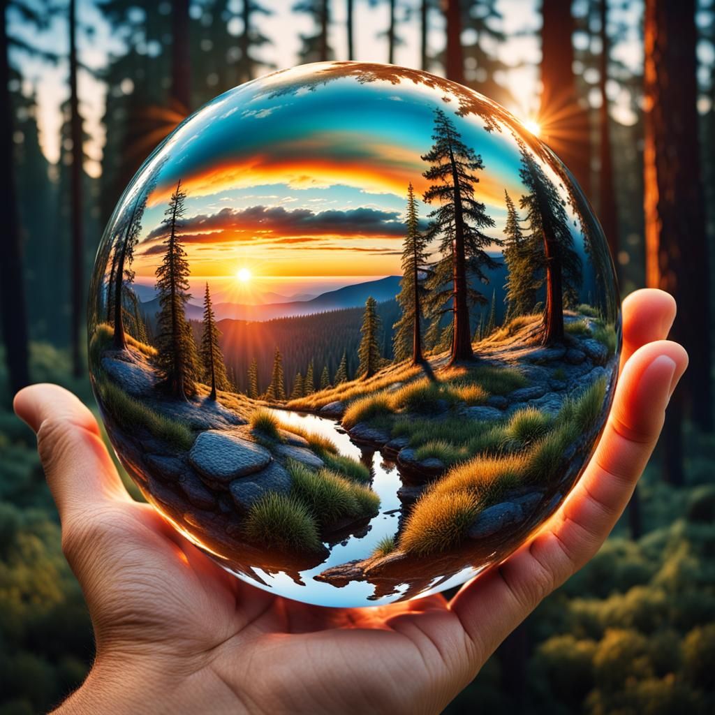 Sunset Sphere Optical Illusion in Hand