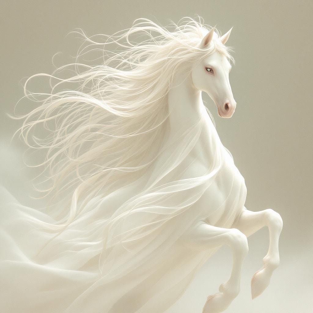 Ethereal Horse with Flowing Mane in Surreal Style
