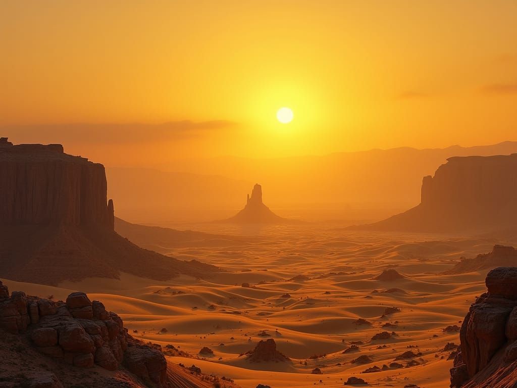 Golden Desert Dawn: Sweeping Vista Photography
