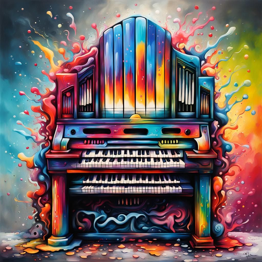 Colorful Graffiti Art Organ with Splash Effects