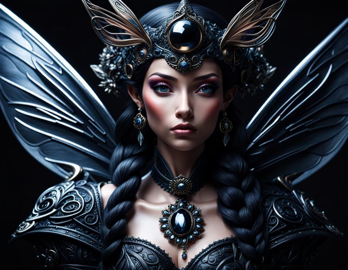 Detailed Black Fairy Portraits in Hyperrealistic Style