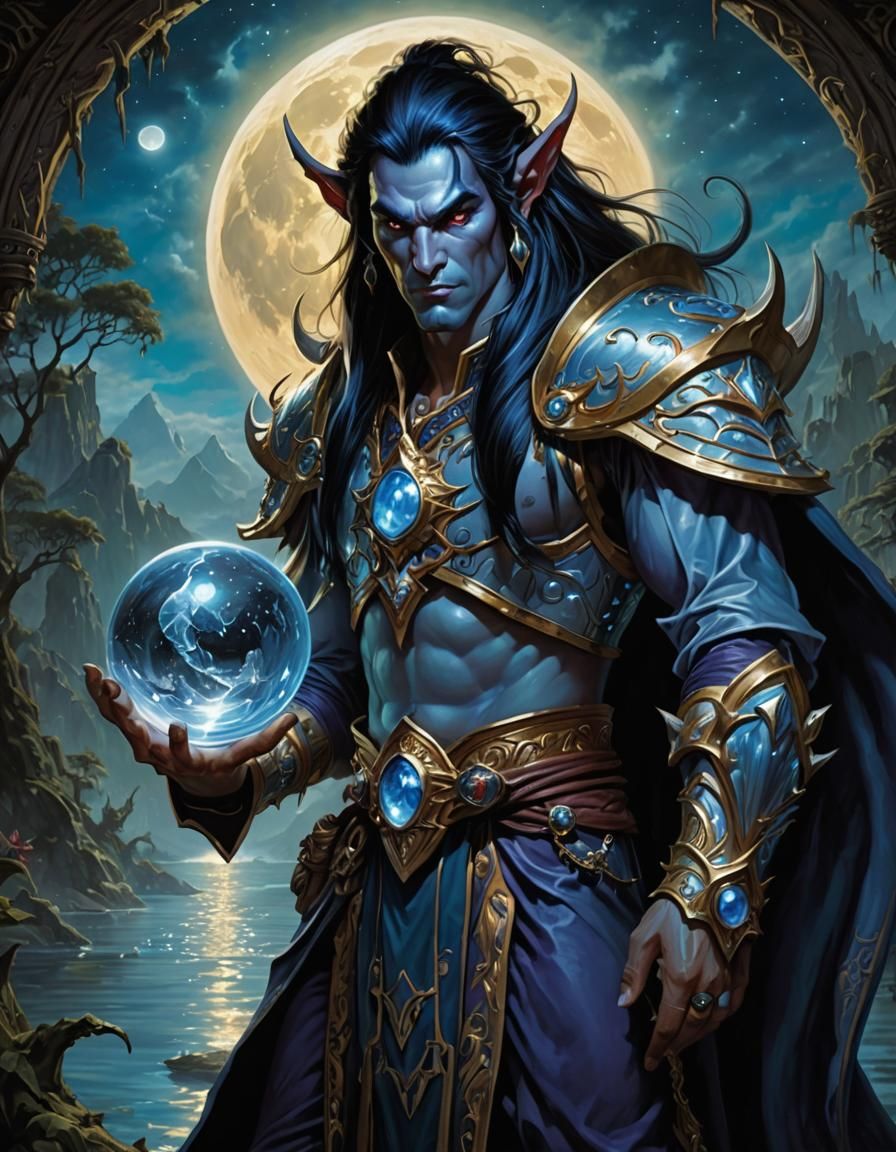 Night Elf Mage with Crystal Ball of Power