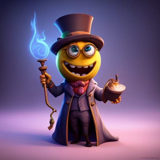 Cute Worm Professor in Detailed Matte Painting