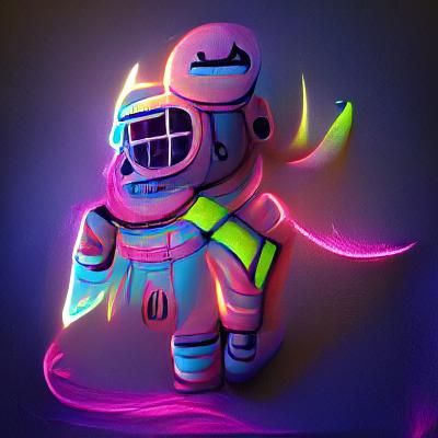 Neon-Lit Astronaut Helmet Close-Up