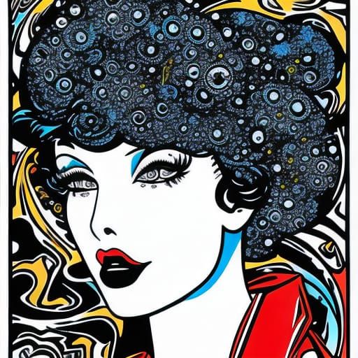 Lucille Ball as Manga in Pollock Style