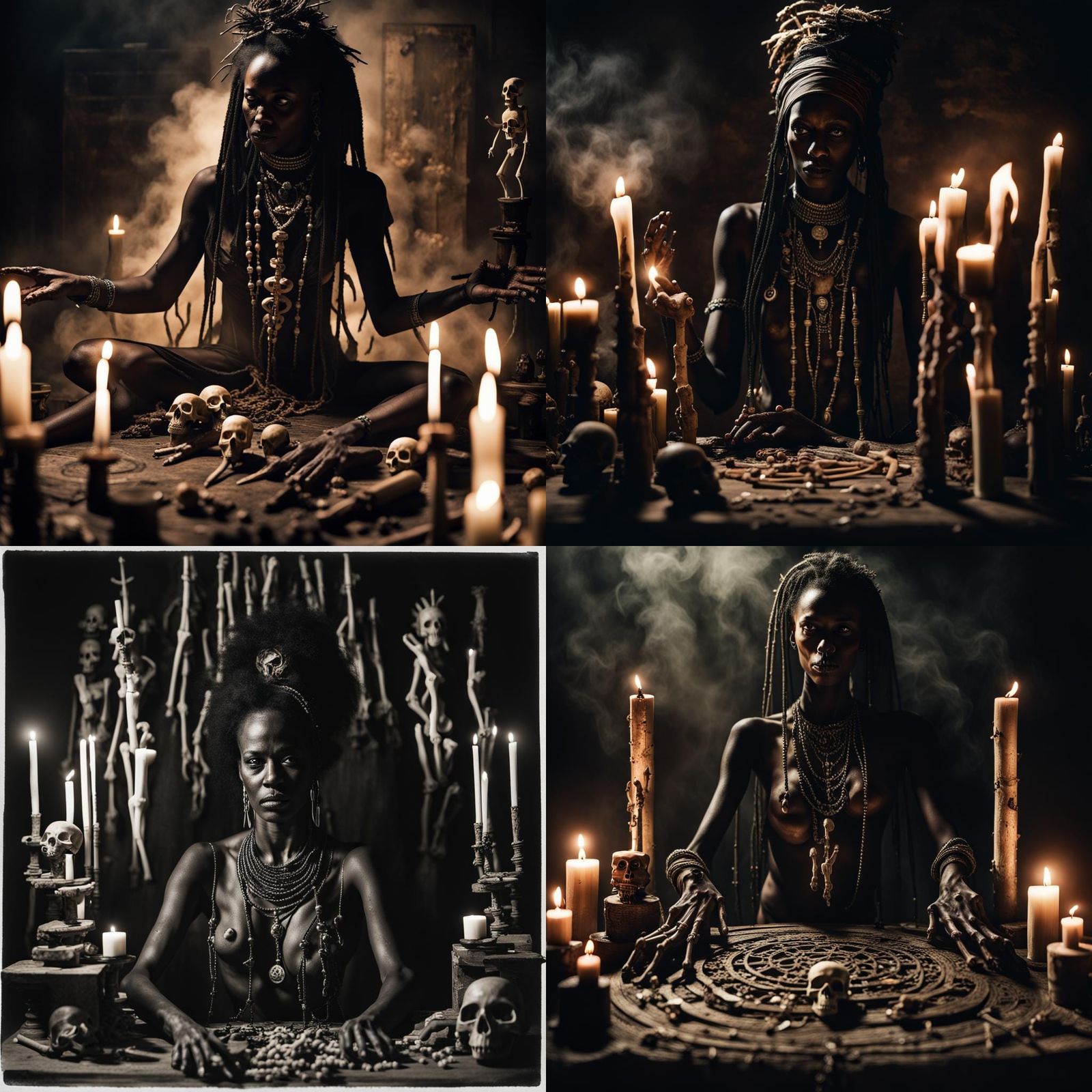 Voodoo Priestess Altar in Shadow Art Style