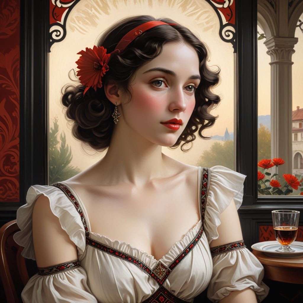 Elegant 1920s Portrait in Bouguereau Style