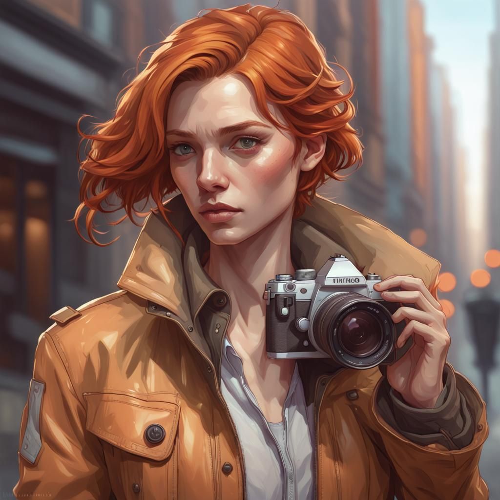 Ginger Woman Portrait in Art Nouveau Style