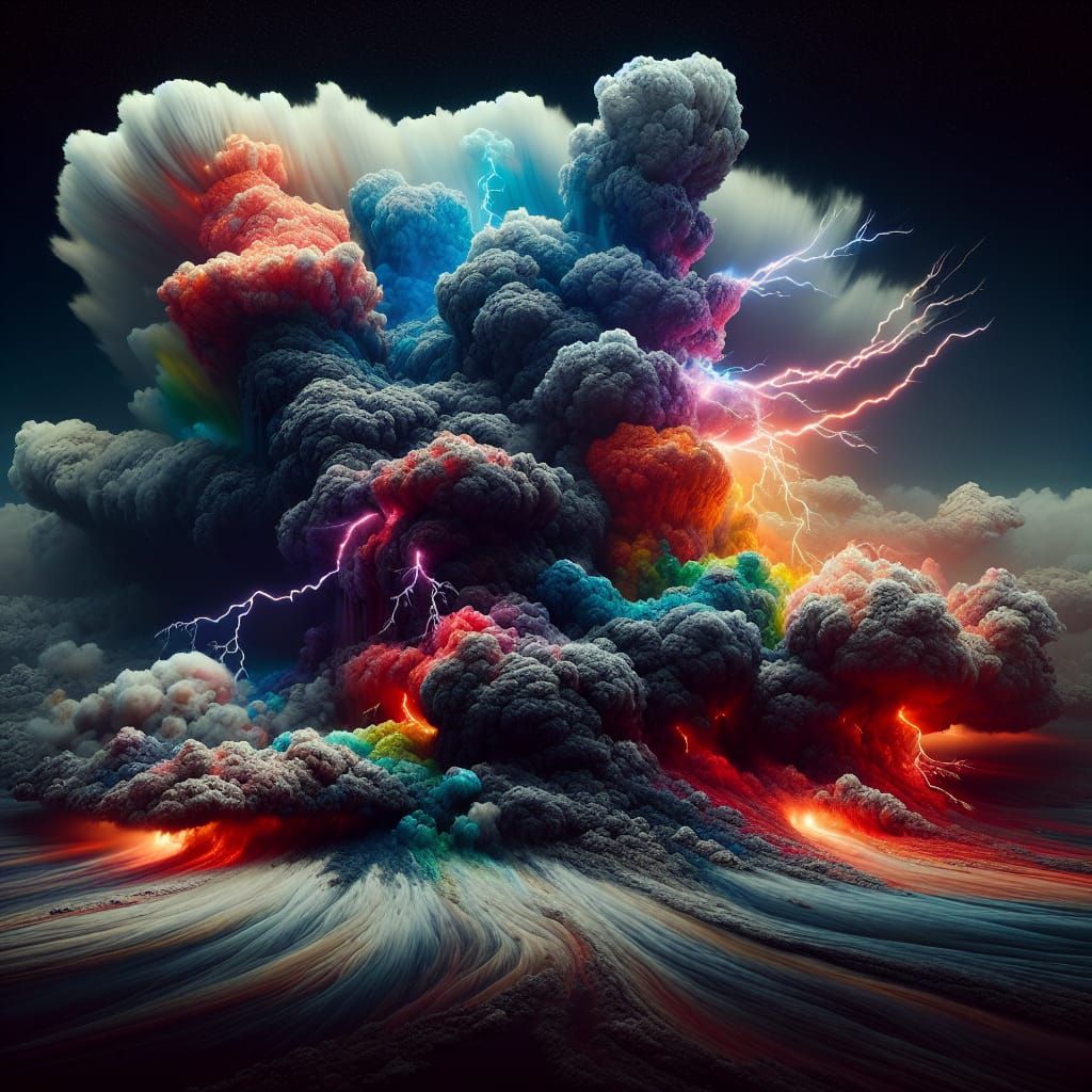 Spectacular Multicoloured Volcanic Dust Clouds Eruption